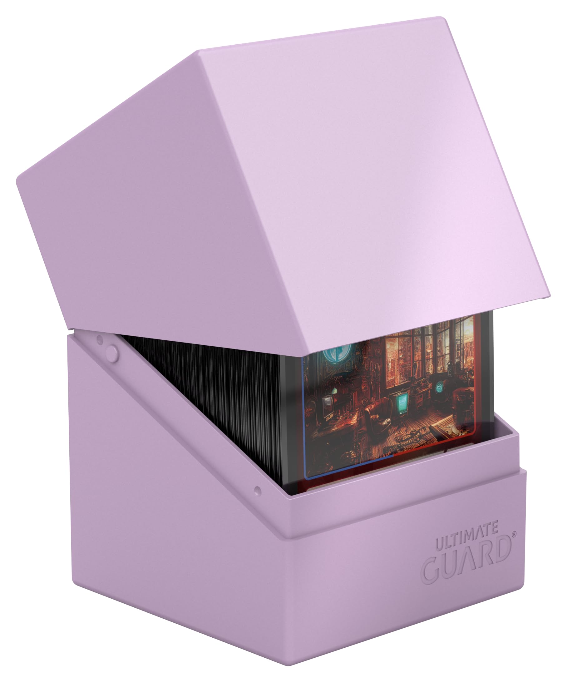 Ultimate Guard Boulder Solid 100+, Deck Case for 100 Double-Sleeved TCG Cards, Light Lavender, Secure & Durable Storage for Trading Card Games, No Transparency