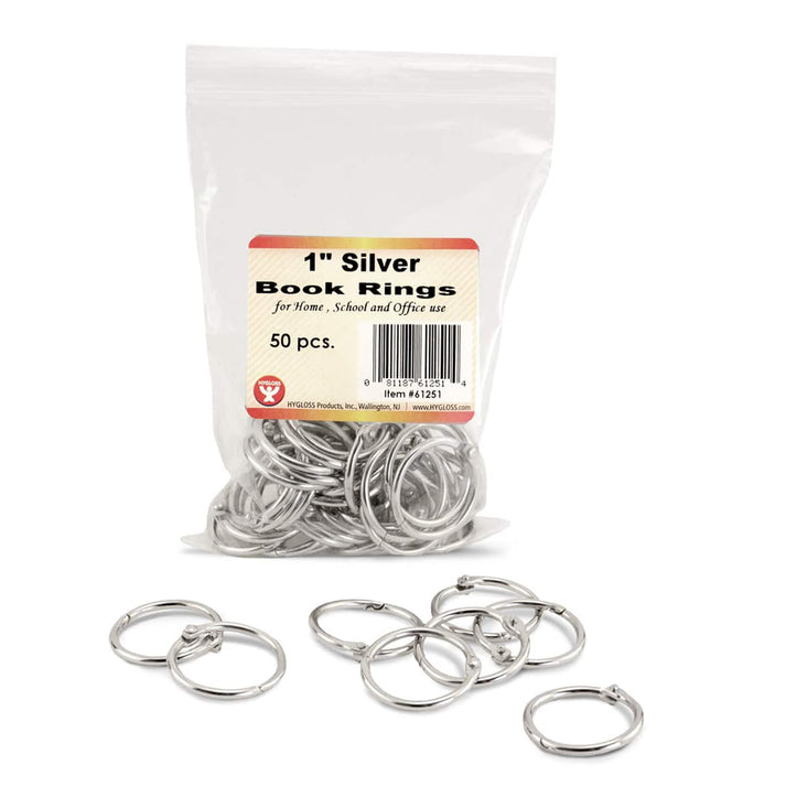 Book Rings - Silver, 50 Rings, 1"