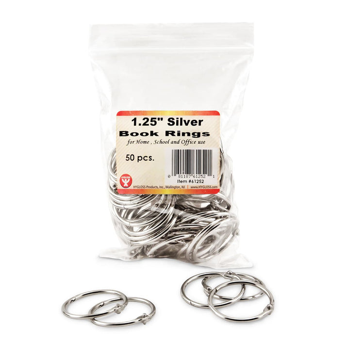 Book Rings - Silver, 50 Rings, 1 1/4"