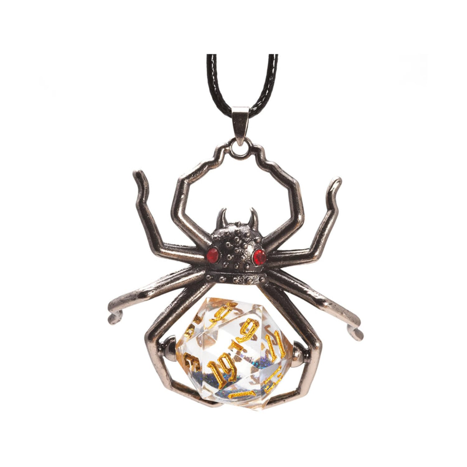Black Widow Snowglobe D20 Necklace
