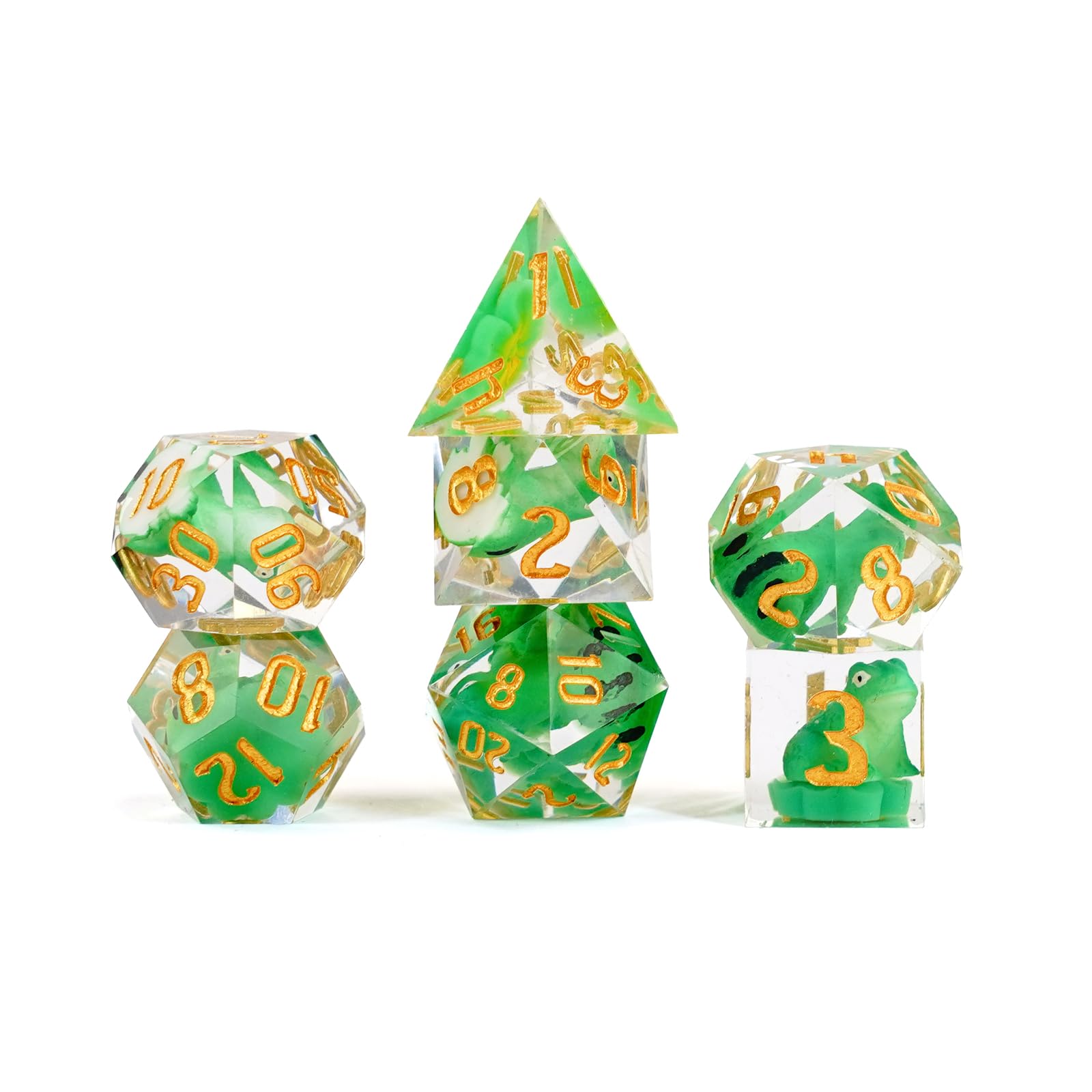 FanRoll Sharp Edge Resin DND Dice Set: Frog Dice, Role Playing Game Dice for Dungeons and Dragons
