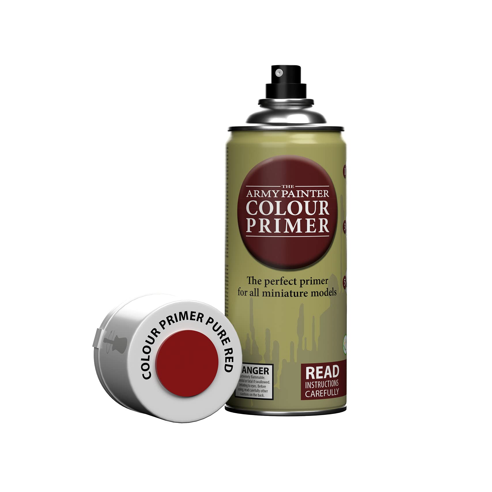 The Army Painter Colour Primer Pure Red, 400 mL Acrylic Spray Primer, Spray Paint Basecoat for Miniature Priming, Tabletop Roleplaying, Boardgames, and Wargames Miniature Modelling