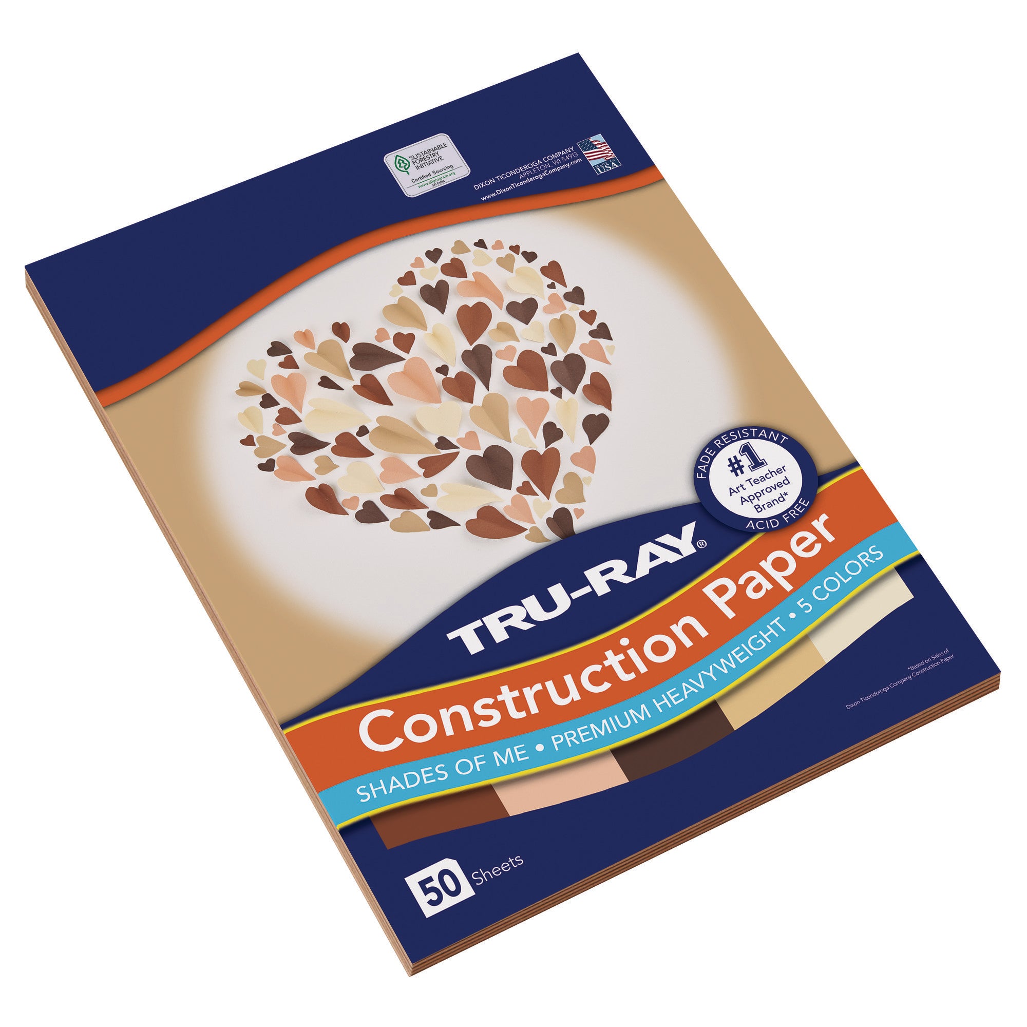 Shades of Me Construction Paper, Heavyweight, 5 Assorted Skin Tone Colors, 9" x 12", 50 Sheets