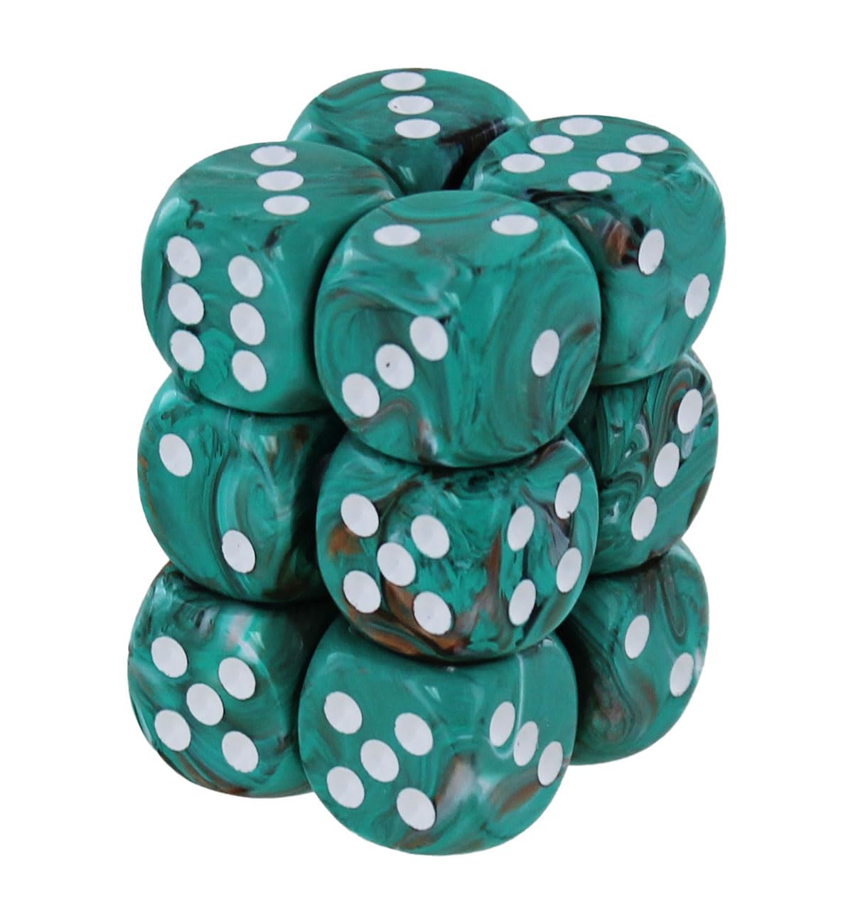 Chessex Marble Oxi-Copper/White 16mm D6 Dice Block (12)