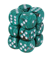 Chessex Marble Oxi-Copper/White 16mm D6 Dice Block (12)