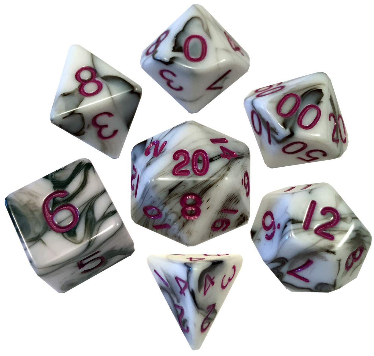 Metallic Dice Games 7-Set: 16mm: Acrylic BKWHpu