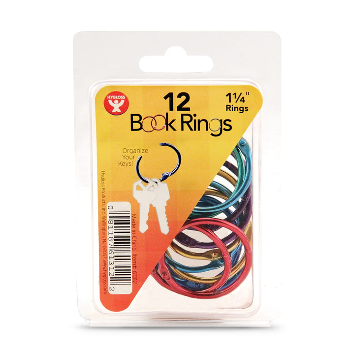 Book Rings - Assorted Metallic Colors, 12 Rings, 1 1/4"