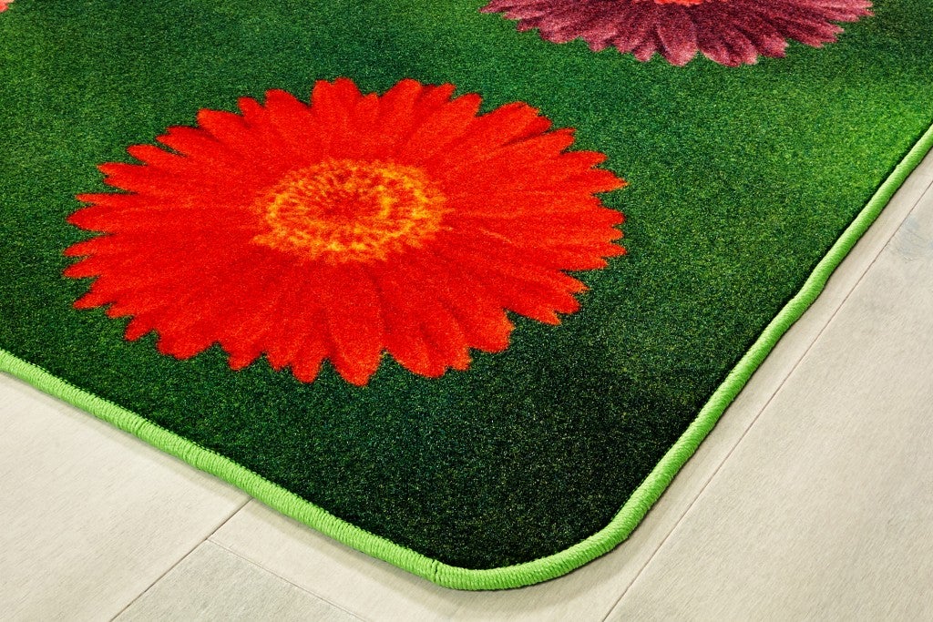 Flower Power Seating Rug - 6ft x 9ft - Rectangle - Blue