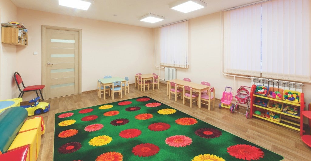 Flower Power Seating Rug - 6ft x 9ft - Rectangle - Blue