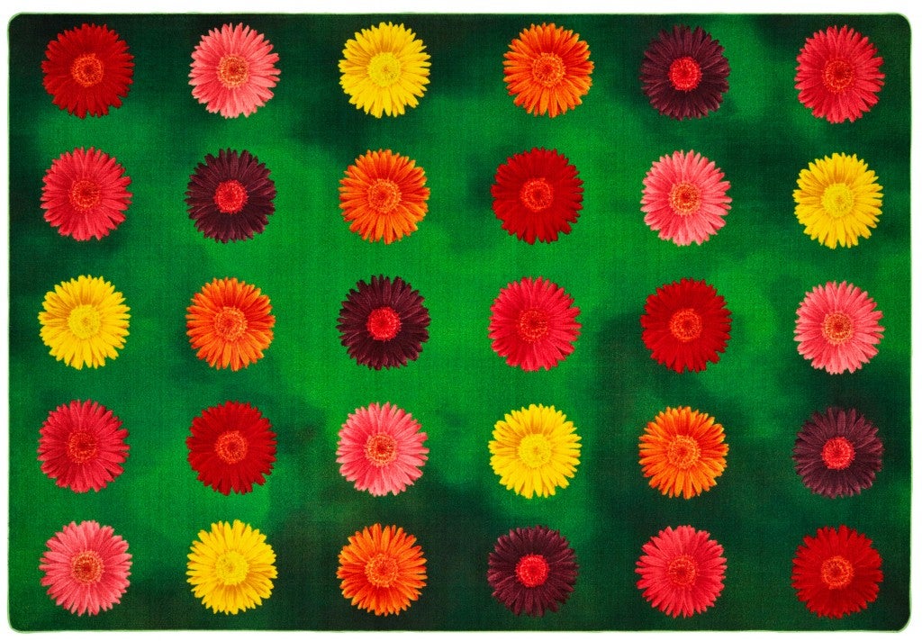 Flower Power Seating Rug - 8ft x 12ft - Rectangle - Blue