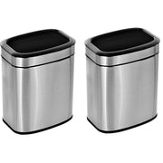 Alpine Industries 2.6 Gal. Stainless Steel Rectangular Liner Open Top Trash Can 2 Pack