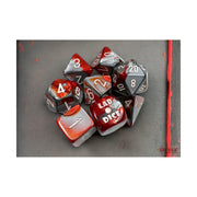 Gemini Red-Steel/white Polyhedral 7-Dice Set (with bonus die)