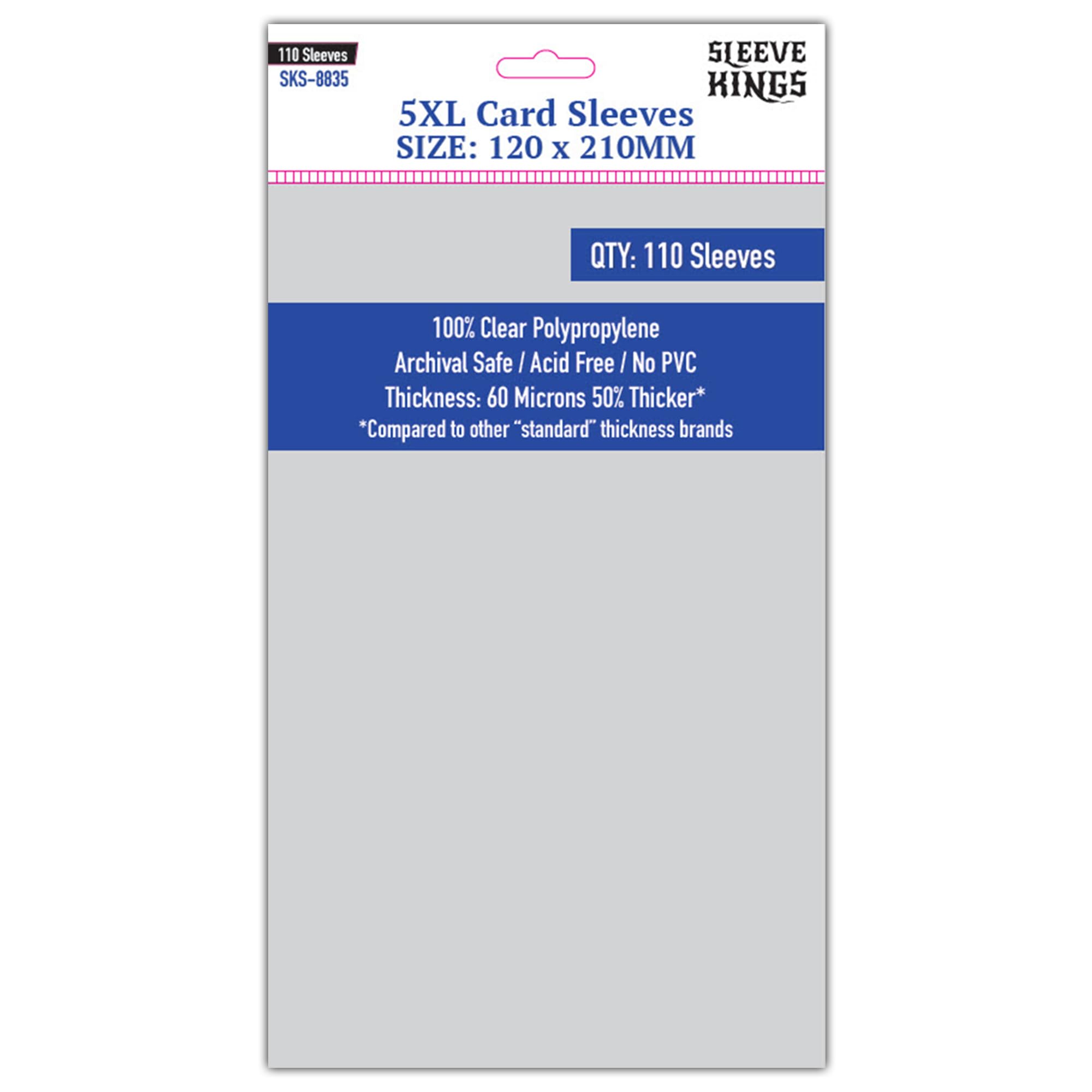 Premium Card Sleeves - 5XL (120mm x 210mm), 110 Sleeves per Pack