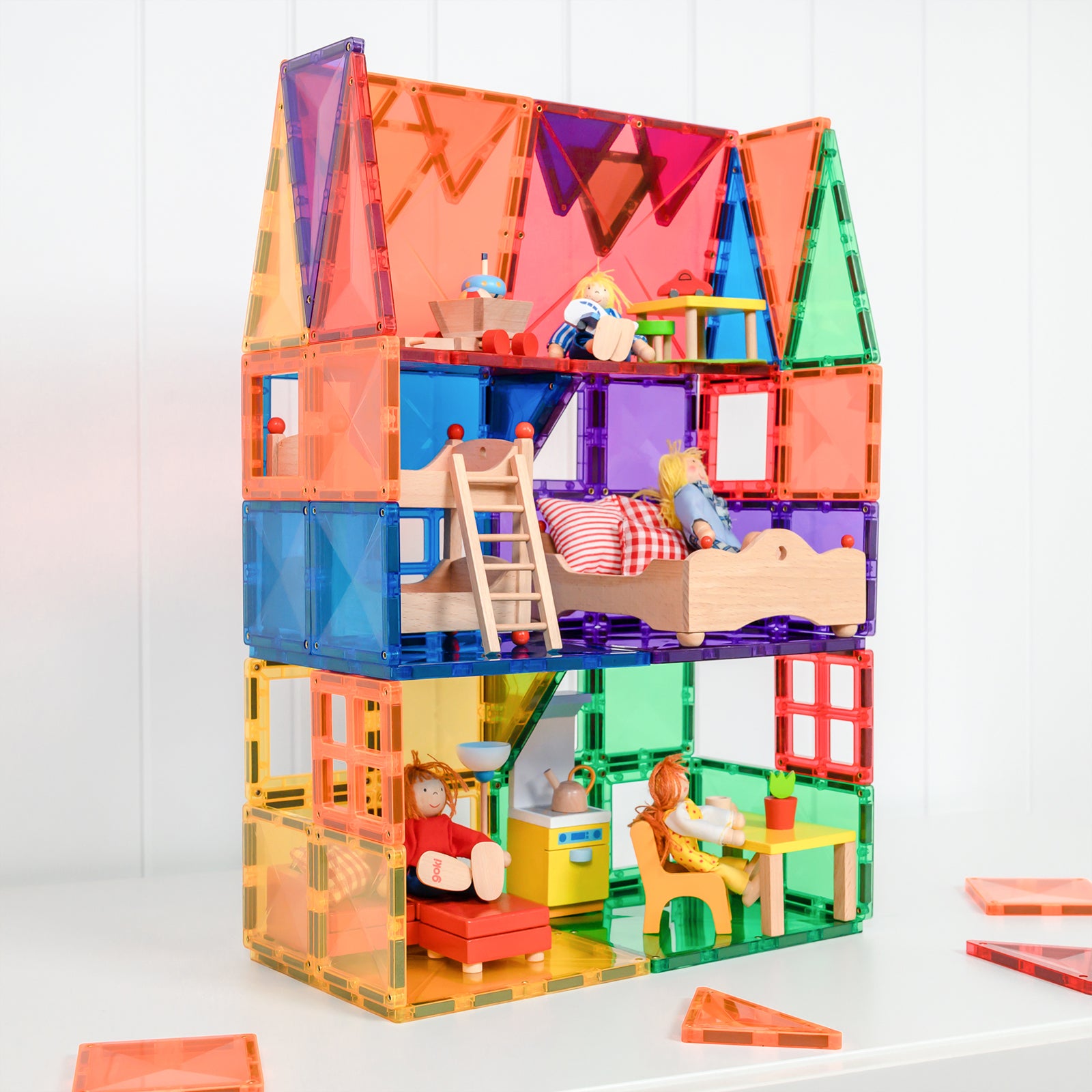 Magnetic Tiles Rainbow Starter Pack, 60 Pieces