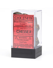 Chessex CHX27419 Dice-Scarab Blue Blood/Gold Set