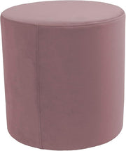 Everyday 18" Round Microfiber and Faux Leather Ottoman, 19" Height - Mauve