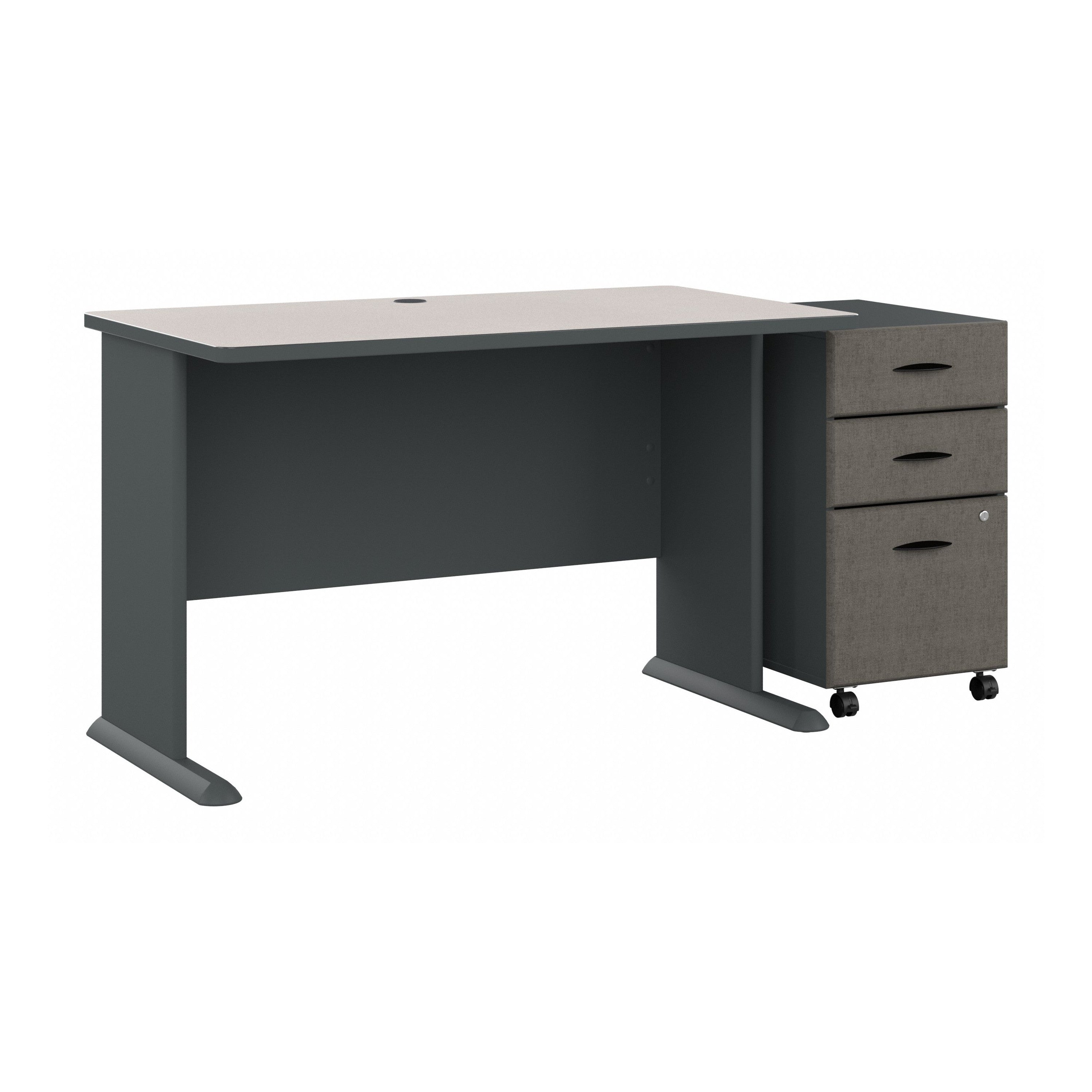 Bush Business Furniture Series A 48W Desk with Mobile File Cabinet in Slate and White Spectrum - 47.52" Width x 26.81" Depth x 29.66" Height