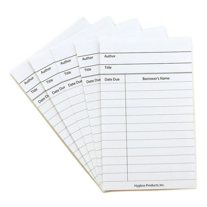 Library Cards - 3"x5", 50 cards, White