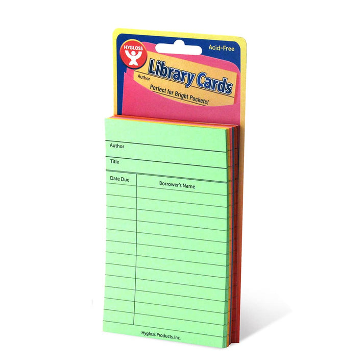 Library Cards - 3"x5", 500 cards, Assorted Colors
