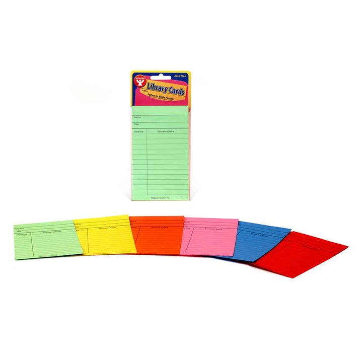 Library Cards - 3"x5", 50 cards, Assorted Colors