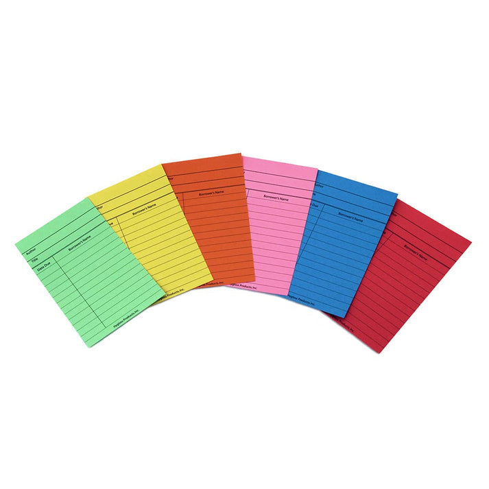 Library Cards - 3"x5", 500 cards, Assorted Colors
