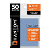 Phantom Sleeves: Orange Size 70 x 70mm: Glossy Front/Back - 50 Pack - Transparent Protective Card Sleeves for Board Games, Trading Cards & Card Games