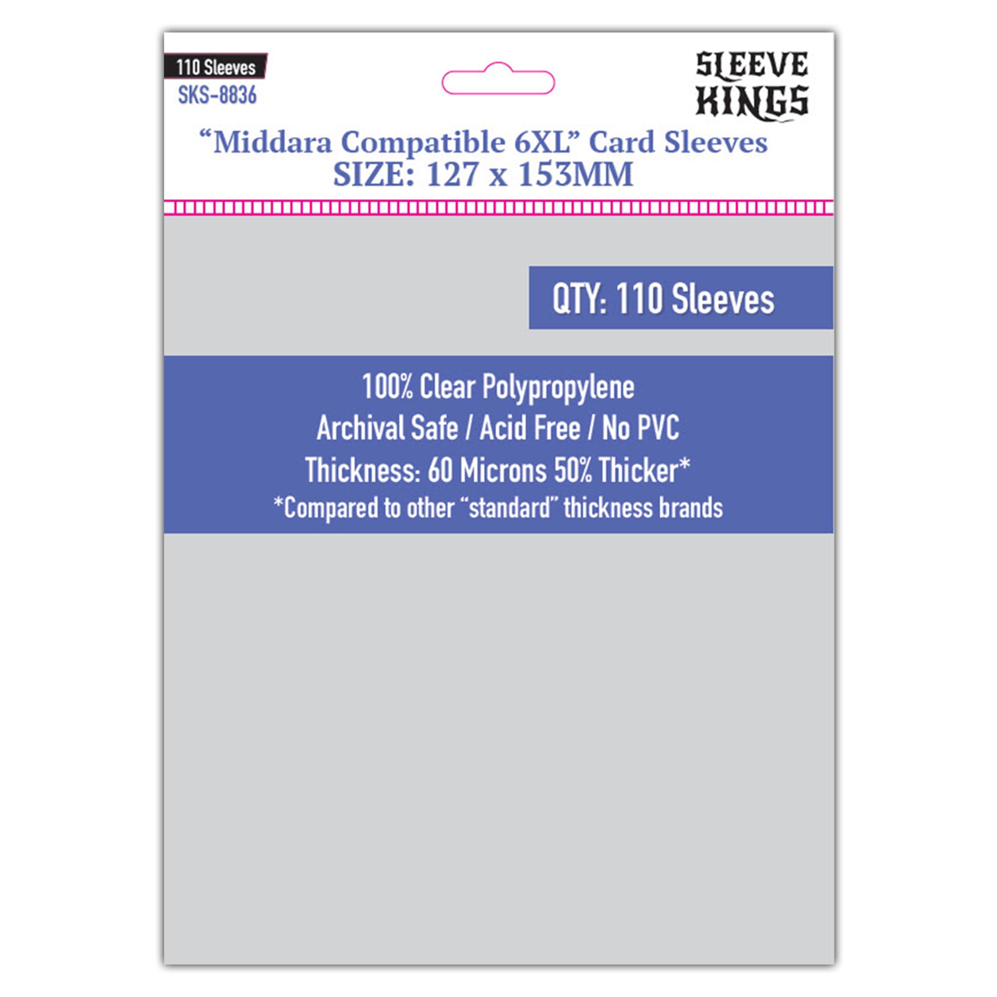 Premium Card Sleeves - Middara 6XL (127mm x 153mm) 110 Sleeves per Pack