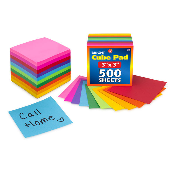 Bright Cube - 1 cube of 500 3" Squares, 50 each of 10 assorted colors