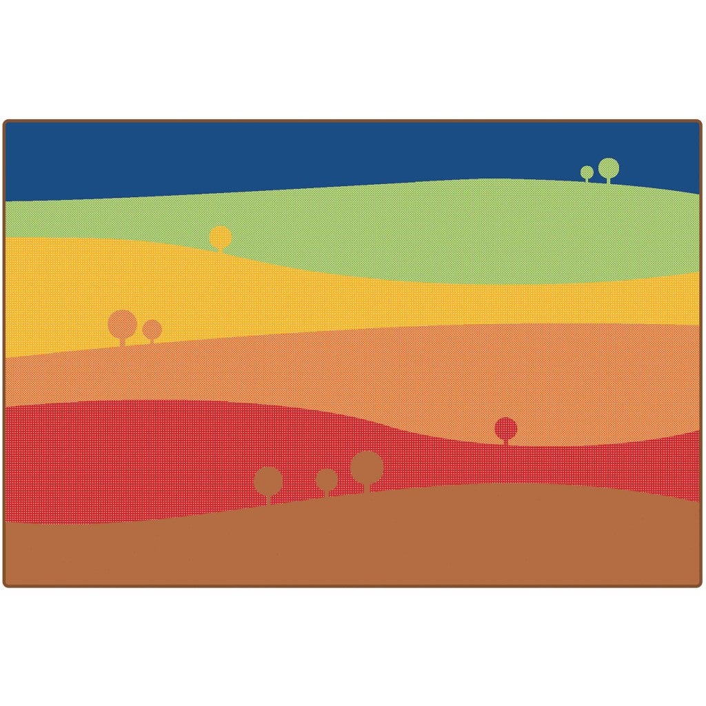 Tranquil Hills in Primary Colors Classroom Rug  - 4ft x 6ft - Rectangle - Multi Color