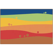 Tranquil Hills in Primary Colors Classroom Rug  - 4ft x 6ft - Rectangle - Multi Color