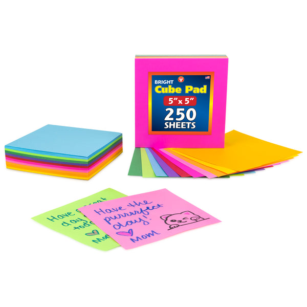 Bright Cube - 1 cube of 250 5" squares, 25 each of 10 assorted colors
