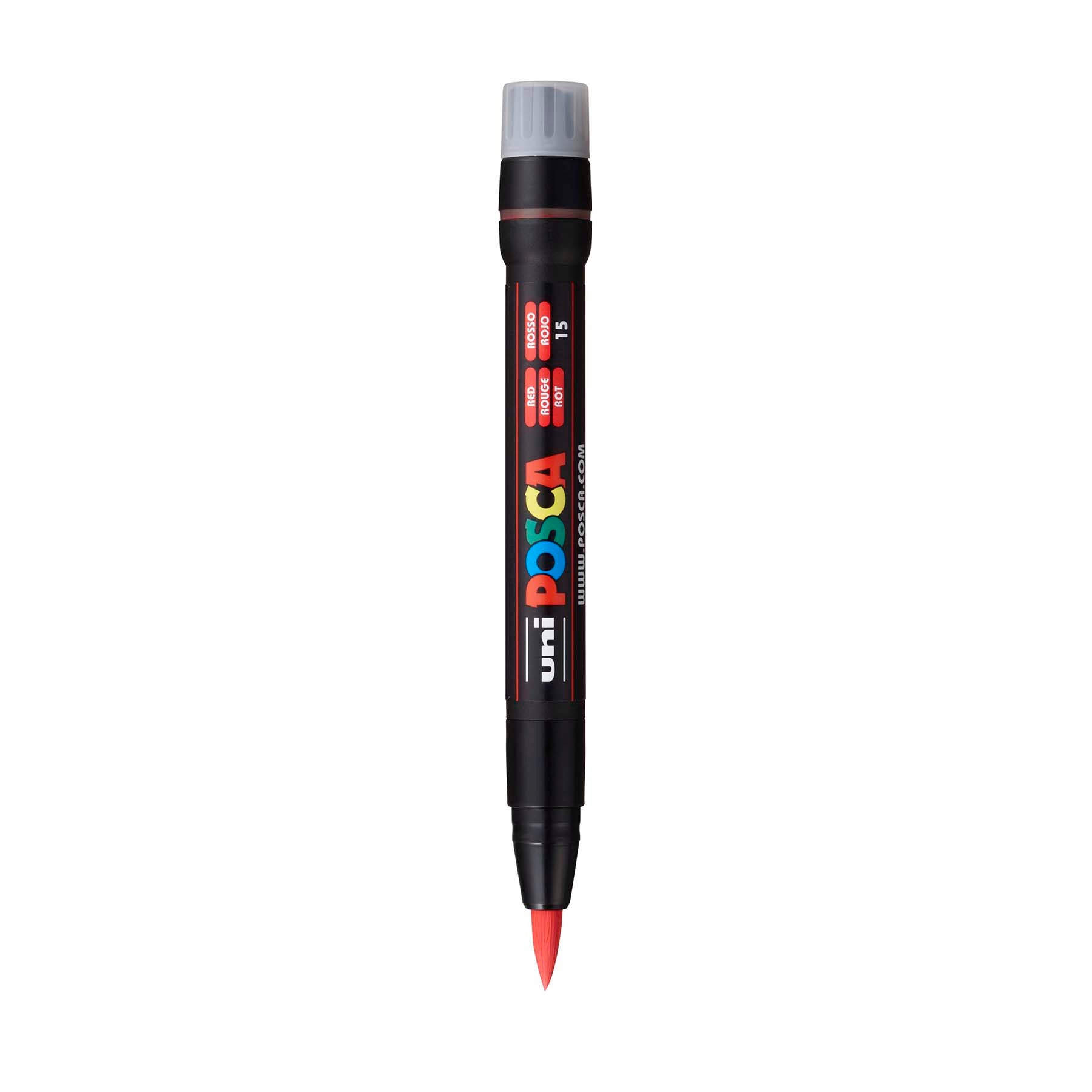 uni® POSCA PCF-350 Water-Based Paint Markers, Brush Tip (1-10mm), Red