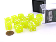 d6 Cube 16mm Glow-in-the-Dark Lemon with White (12)