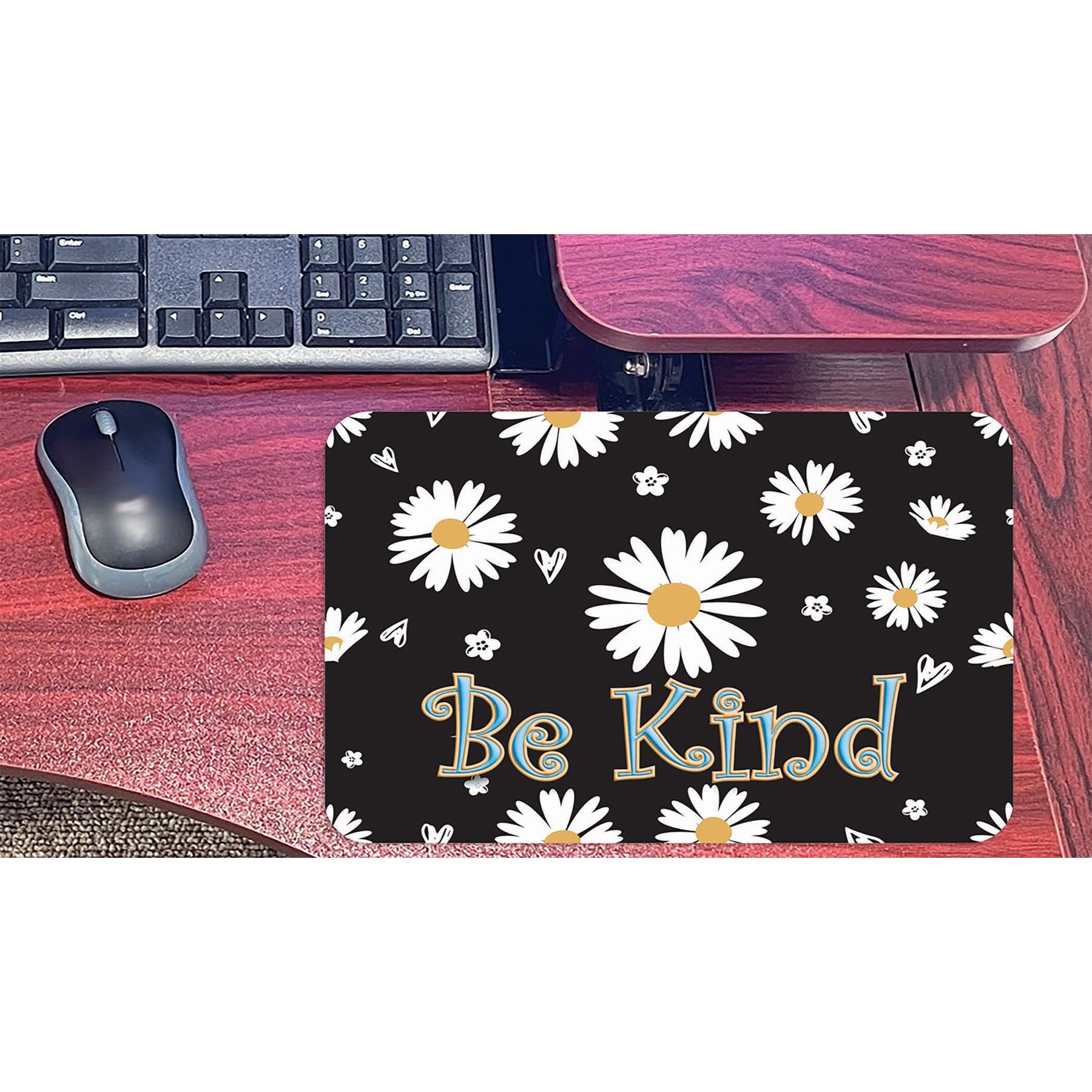 The Original Fun Mat® Computer Mouse Pad, 11.75x8 in, Be Kind, Daisies