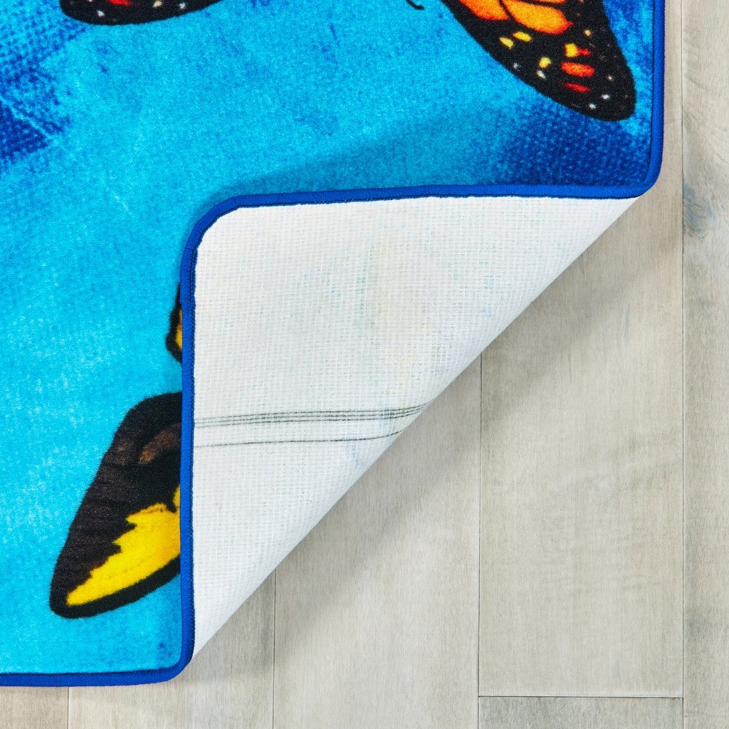 Beautiful Butterfly Seating Rug - 8ft x 12ft - Rectangle - Blue