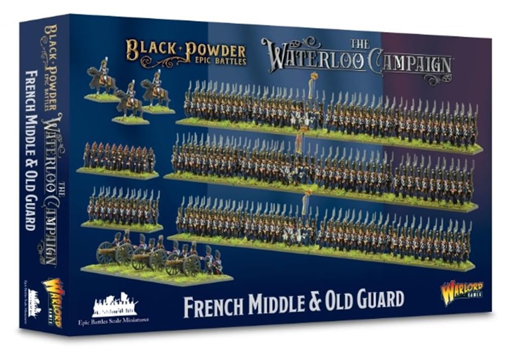 Warlord Games Wargames Delivered Black Powder Epic Battles: The Waterloo Campaign French Middle & Old Guard Tabletop Miniatures - Plastic Paintable 1700-1900 Soldiers, Unpainted 28mm Military Figure