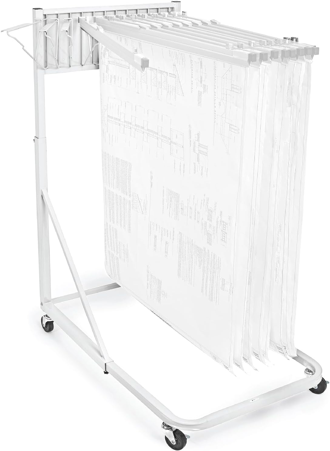 Vertical File Rolling Stand for Blueprints, White