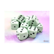 d6 Cube 16mm Opaque Pastel Green/black (12)