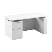 Bush Business Furniture Stratus&nbsp;60W x&nbsp;30D Eletric Height Adjustable Standing Desk with File Cabinet in White with White Base - 59.45" Width x 29.37" Depth x 27.44" Height