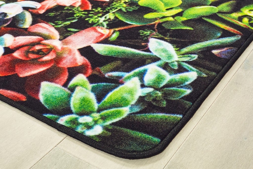 Succulent Garden Rug  - 4ft x 6ft - Rectangle - Green