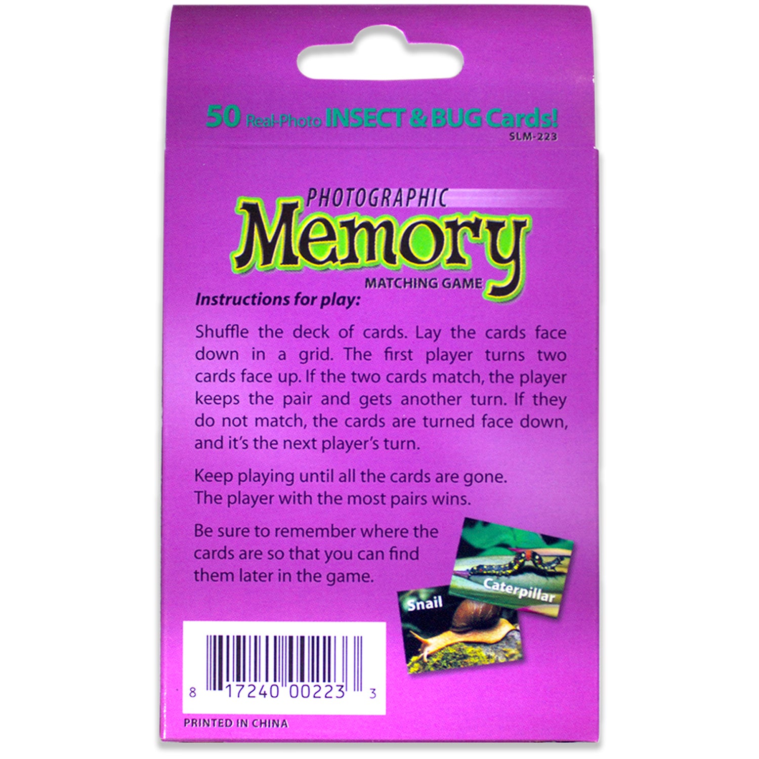Photographic Memory Matching Game, Insects & Bugs