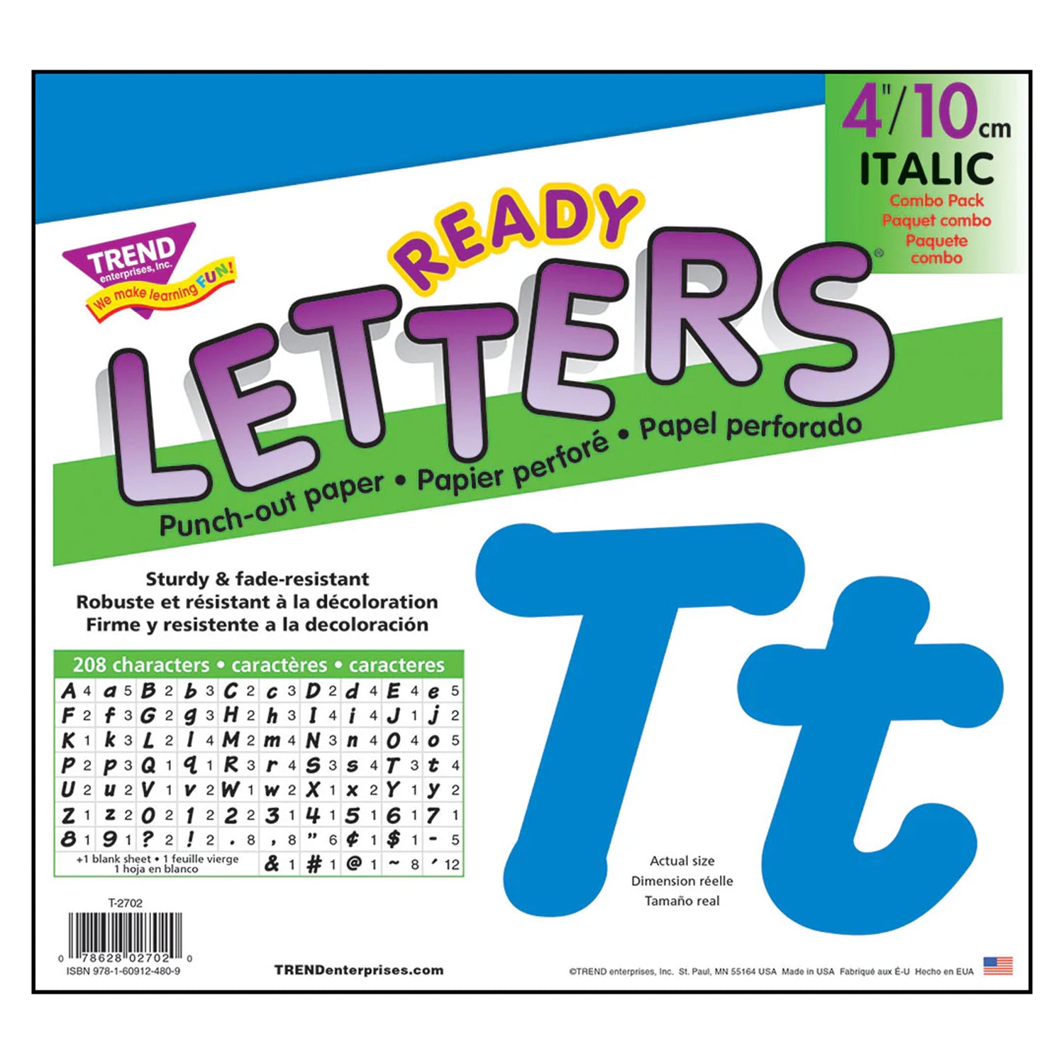 Blue 4" Italic Combo Ready Letters®