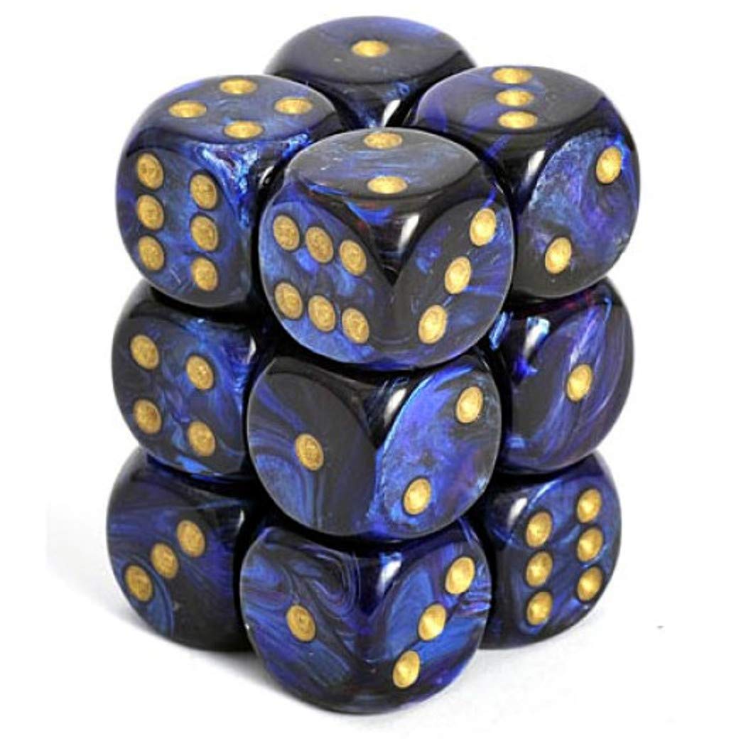 Chessex DND Dice Set D&D Dice-16mm Scarab Royal Blue and Gold Plastic Polyhedral Dice Set-Dungeons and Dragons Dice Includes 12 Dice – D6, Various (CHX27627)