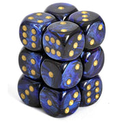 Chessex DND Dice Set D&D Dice-16mm Scarab Royal Blue and Gold Plastic Polyhedral Dice Set-Dungeons and Dragons Dice Includes 12 Dice – D6, Various (CHX27627)