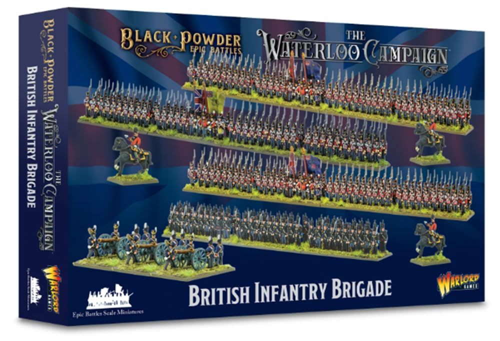 Warlord Games Wargames Delivered Black Powder Epic Battles Waterloo: British Infantry Brigade Tabletop Miniatures - Plastic Miniature 1700-1900 Soldiers Set, Unpainted Table Top 28mm Military Set