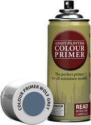 The Army Painter Colour Primer Wolf Grey, 400 mL Acrylic Spray Primer, Spray Paint Basecoat for Miniature Priming, Tabletop Roleplaying, Boardgames, and Wargames Miniature Modelling