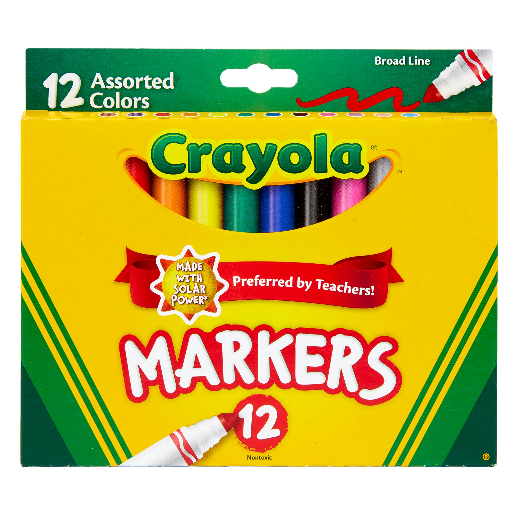 Broad Line Markers, Assorted Colors, 12 Count
