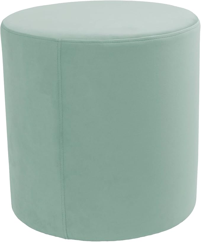Everyday 18" Round Microfiber and Faux Leather Ottoman, 19" Height - Aloe