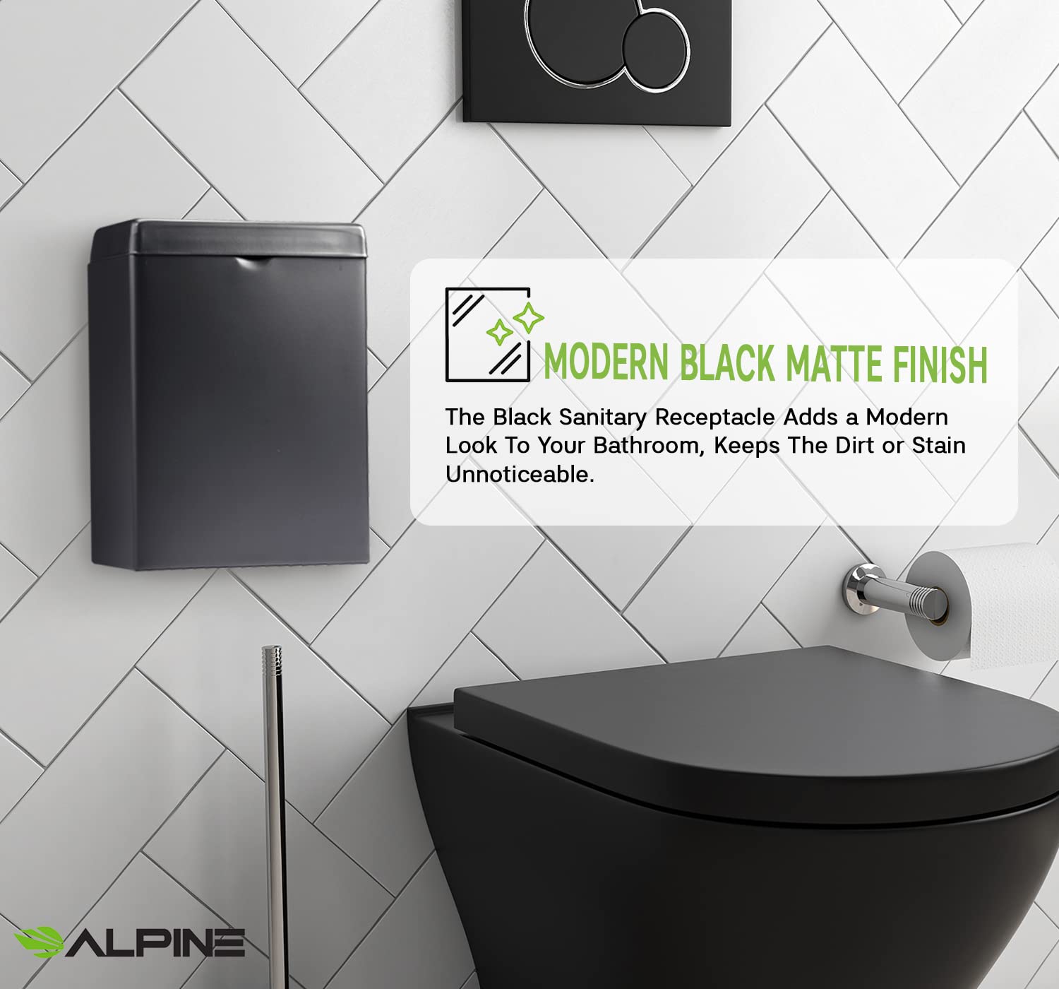 Sanitary Napkin Receptacle Stainless Steel, Black