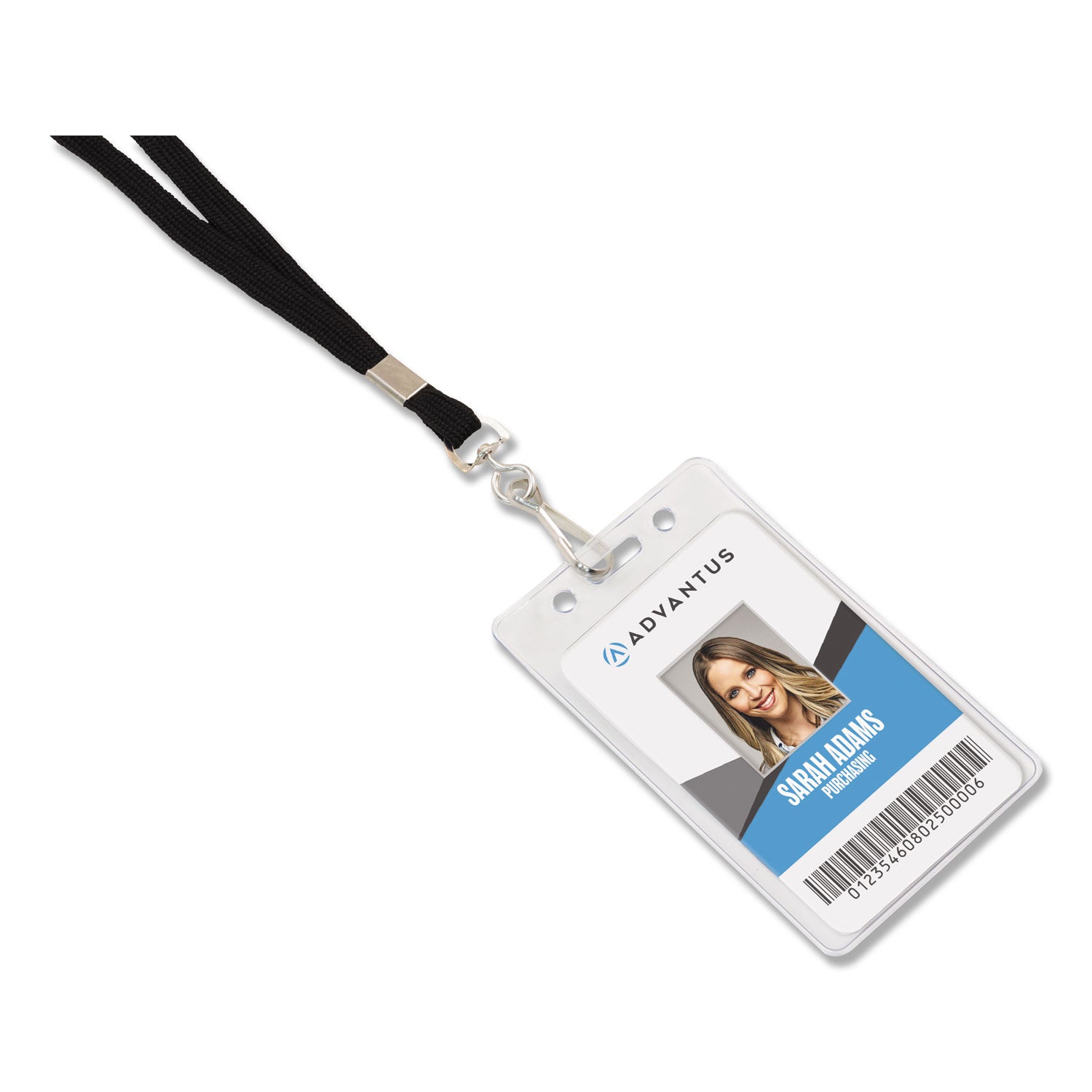 Deluxe Lanyard with J-Hook, Black, Box of 100